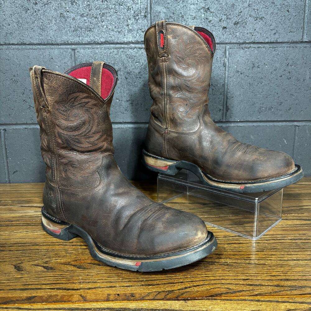 Rocky IronClad Steel Toe Work Boots Brown Leather Western Pull On Boots Men’s 13